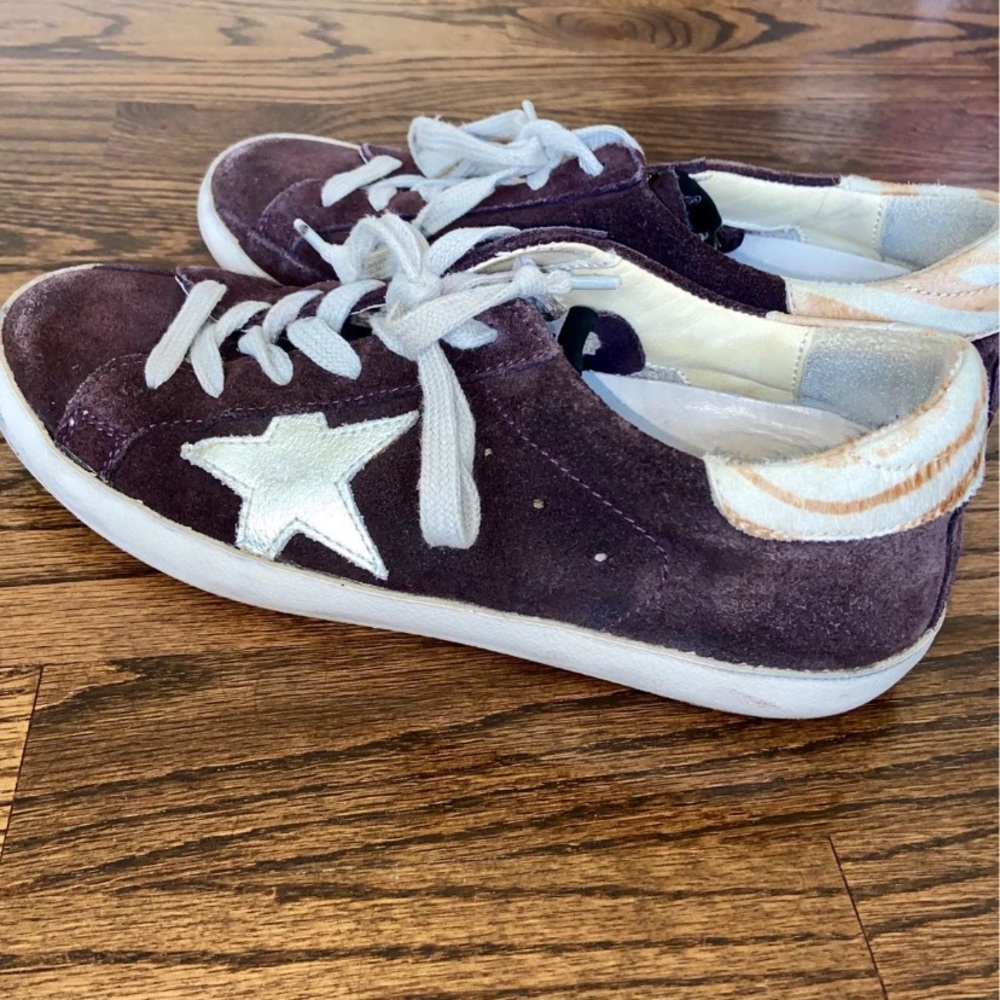 GOLDEN GOOSE maroon superstar sneakers size 36